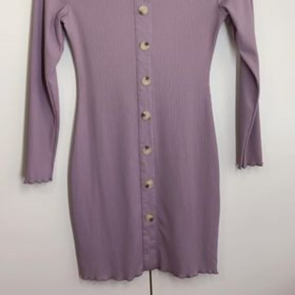 ✨Bodycon purple buttoned long sleeve Dress - Picture 7 of 9